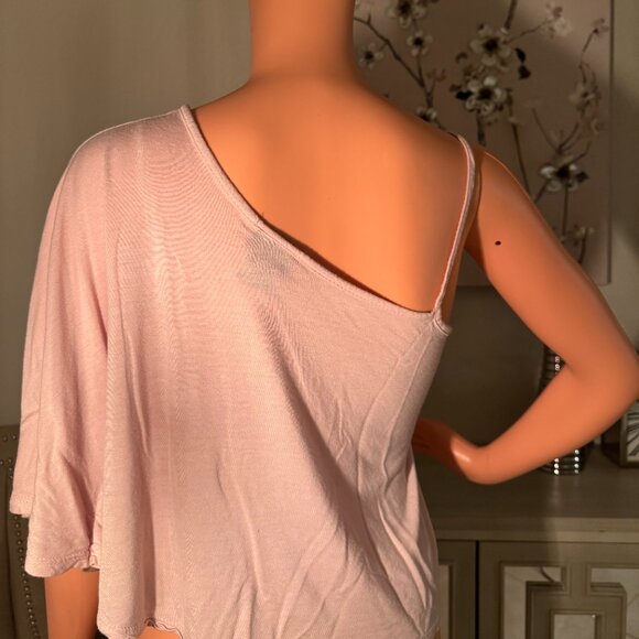 💕 Rue 21 Baby Pink Sheer One-Shoulder Top – Y2K Peacock Eye Style, Size M 💕 - Picture 2 of 3